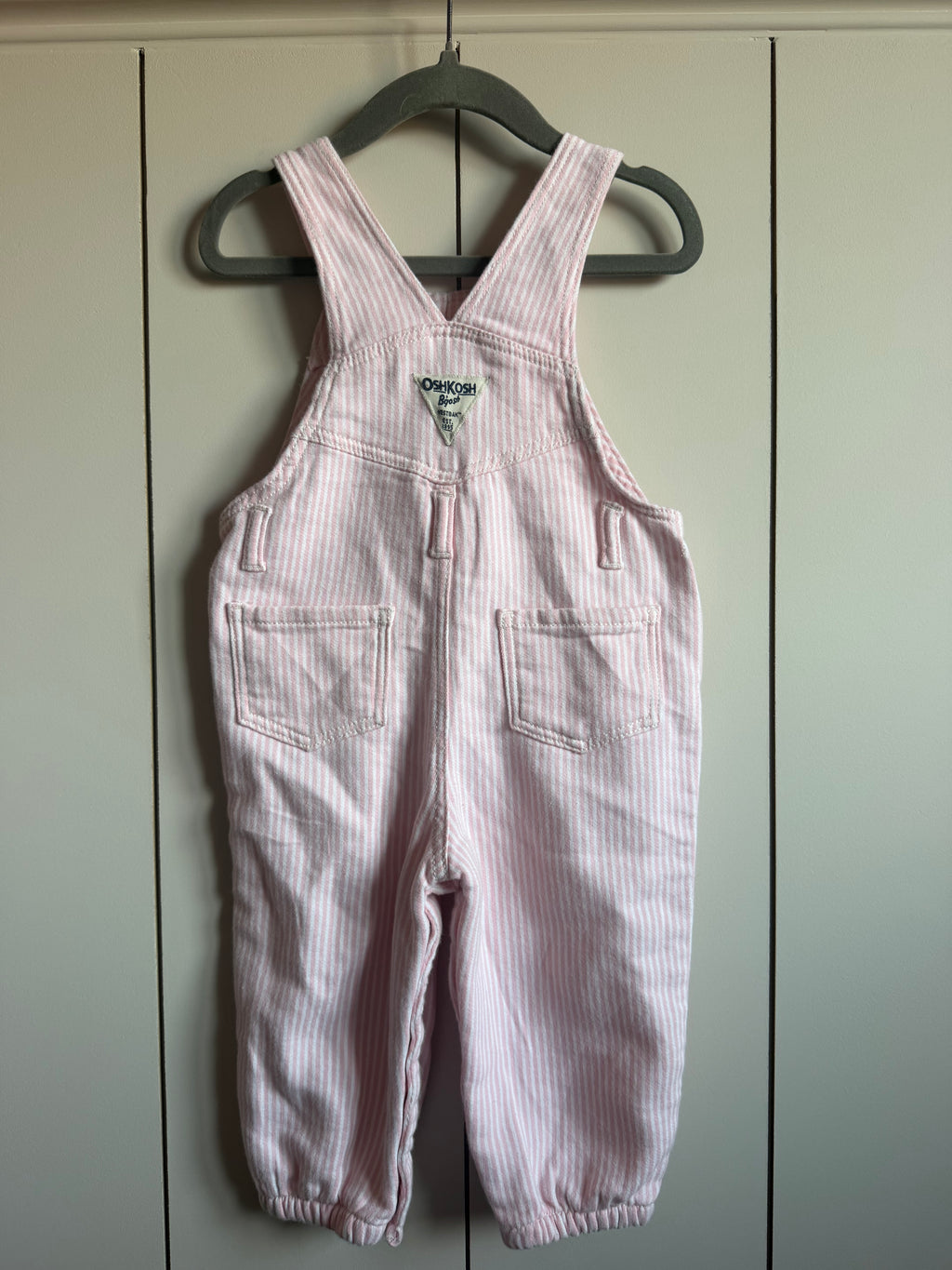 Oshkosh B’Gosh Pink Stripe Railroad Dungarees - 18 months