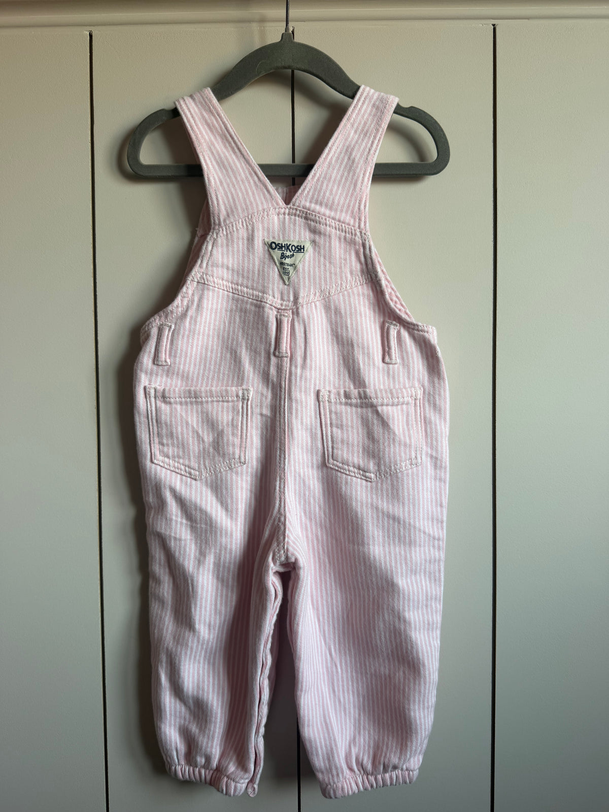 Oshkosh B’Gosh Pink Stripe Railroad Dungarees - 18 months