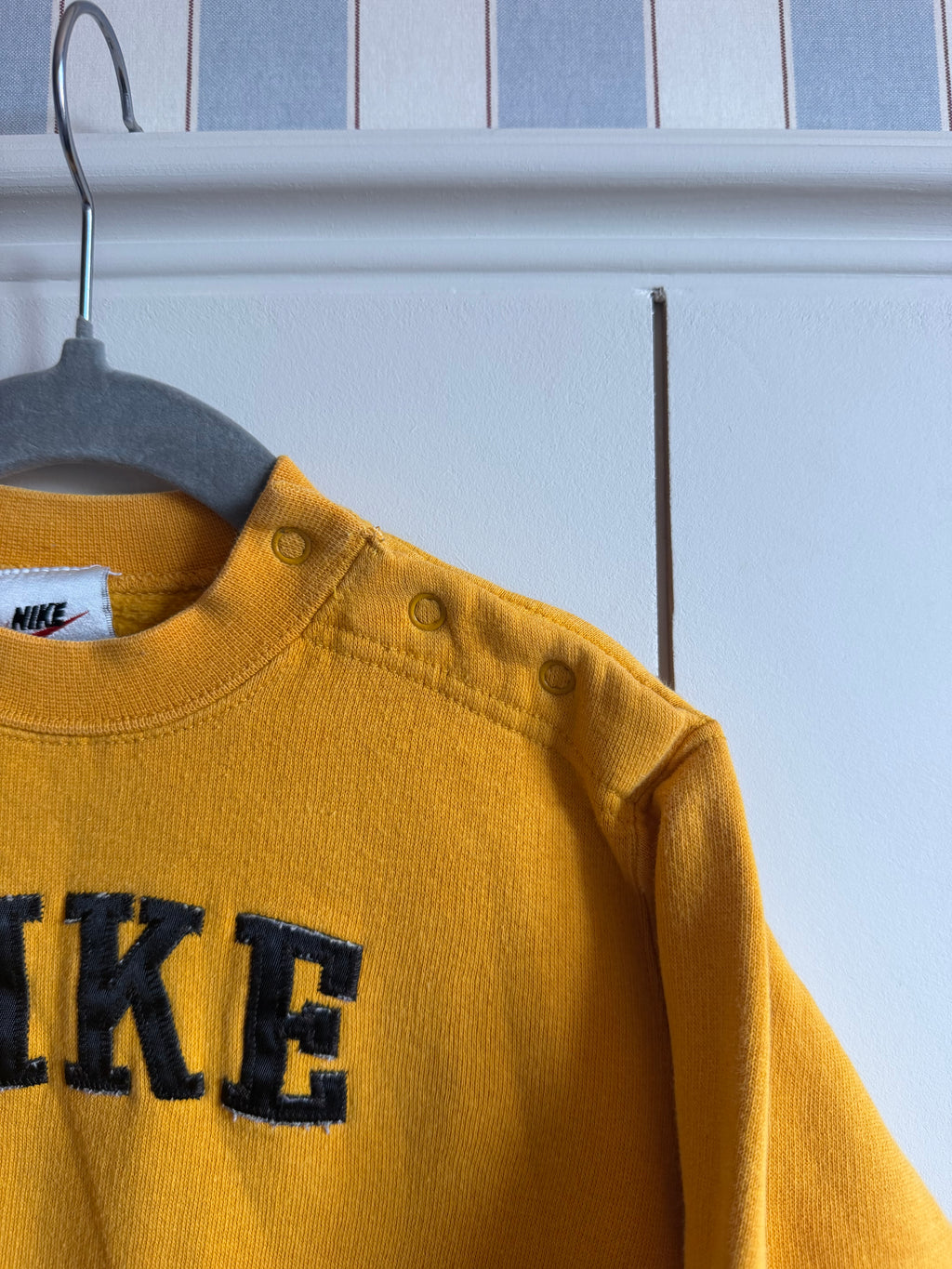 Nike Embroidered Spellout Mustard Sweatshirt - 18 months