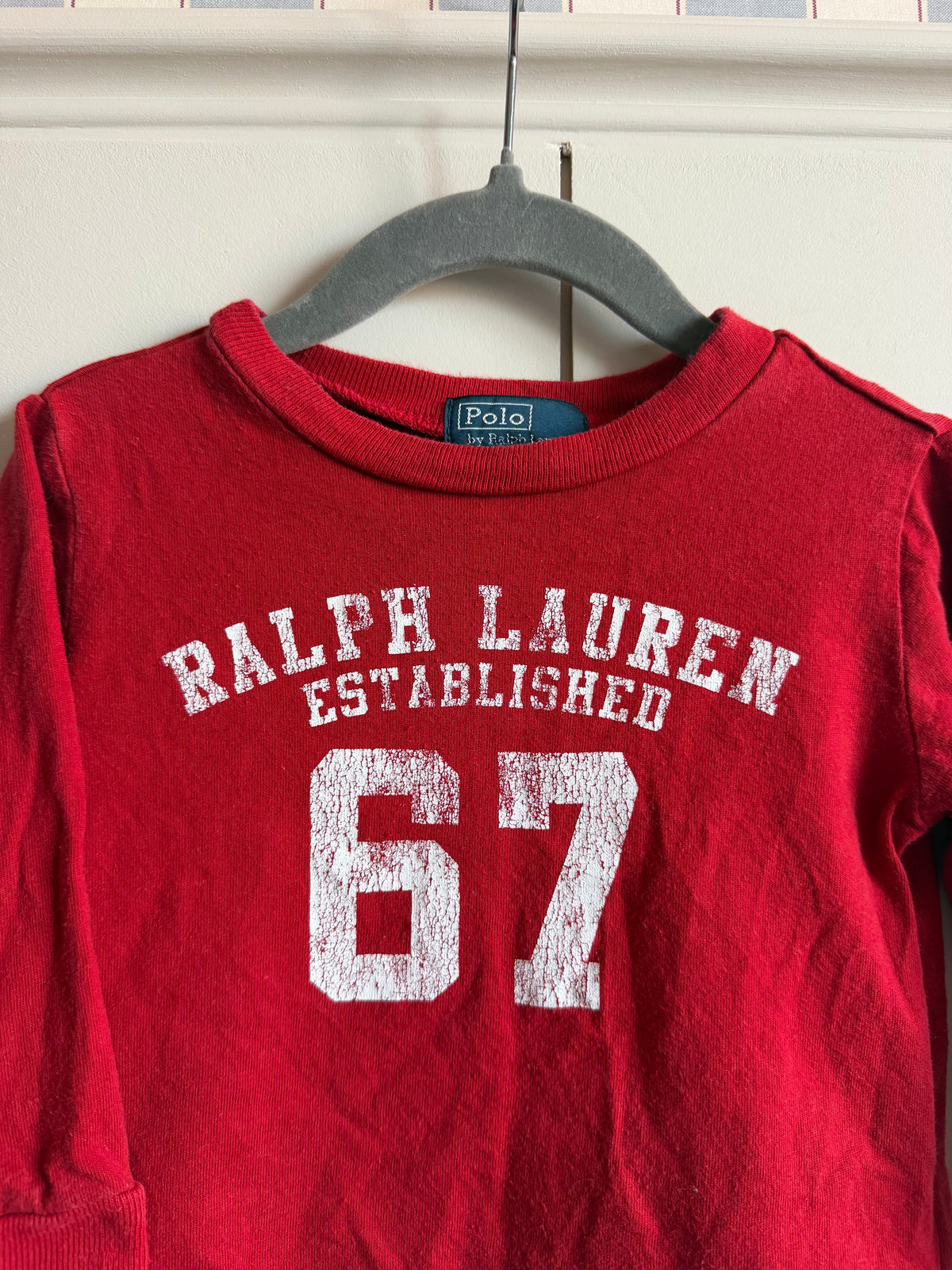 Ralph Lauren Red Long Sleeve Tee - 12 months