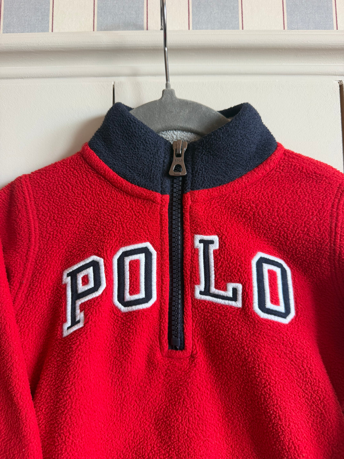 Ralph Lauren Embroidered Spellout Quarter Zip Fleece - 18 months