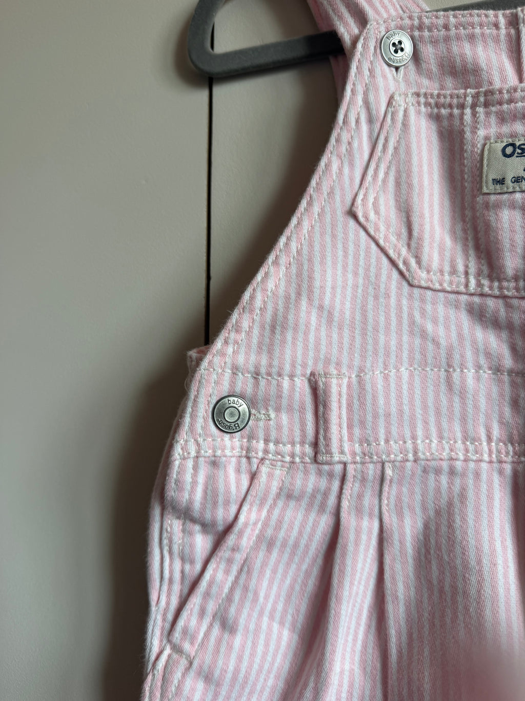Oshkosh B’Gosh Pink Stripe Railroad Dungarees - 18 months