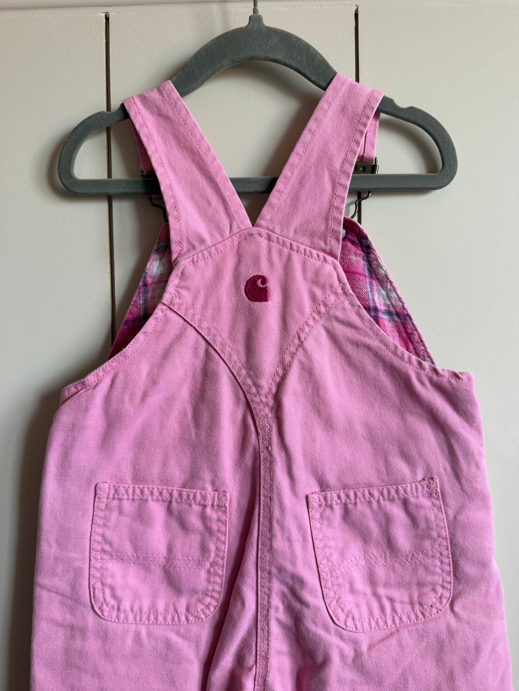 Carhartt Plaid Fleece Lined Pink Dungarees - Age 2