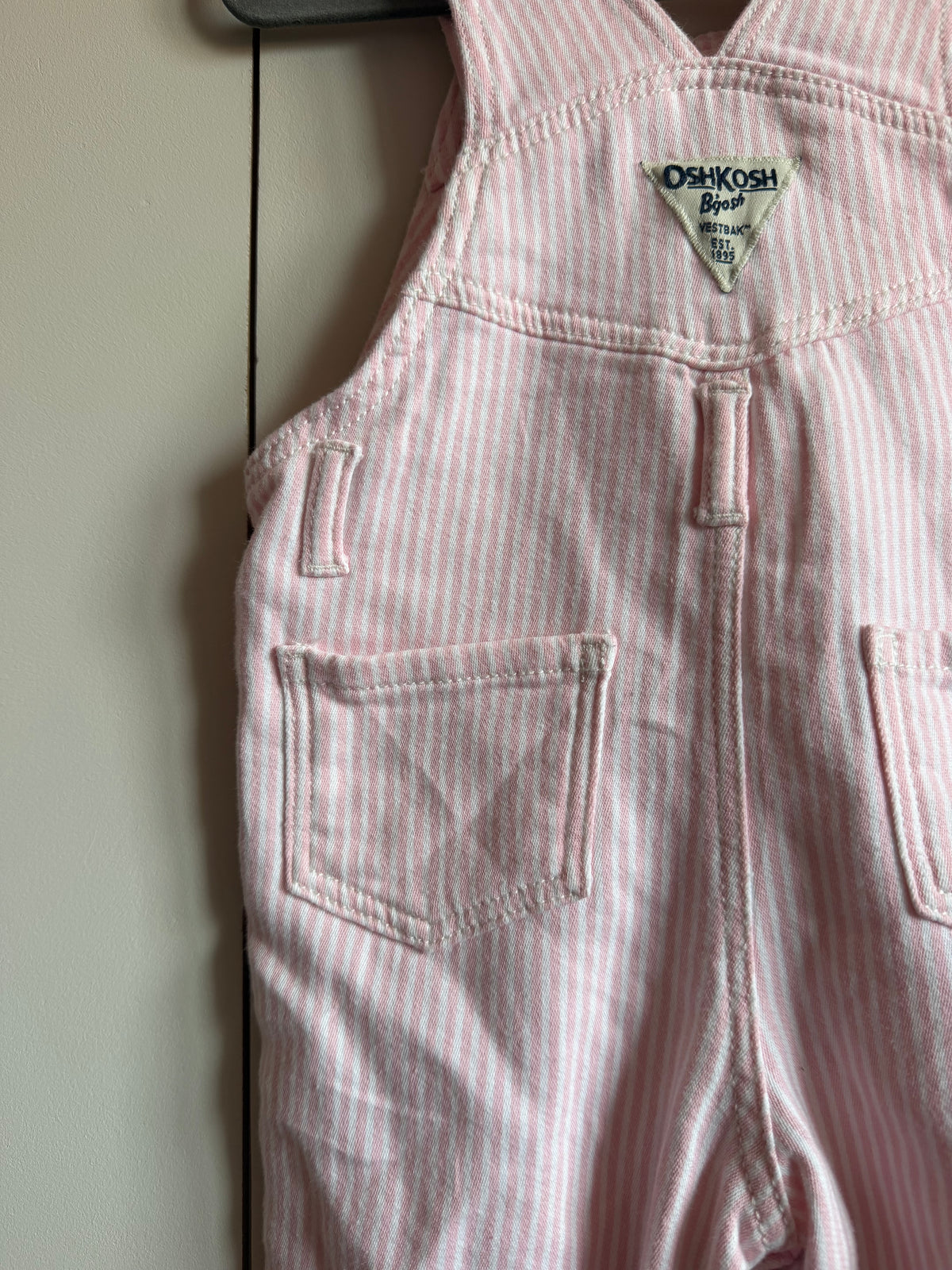Oshkosh B’Gosh Pink Stripe Railroad Dungarees - 18 months