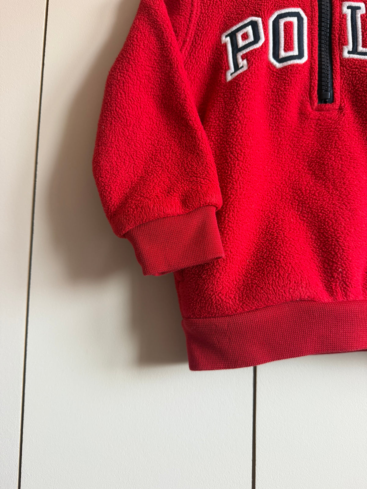Ralph Lauren Embroidered Spellout Quarter Zip Fleece - 18 months