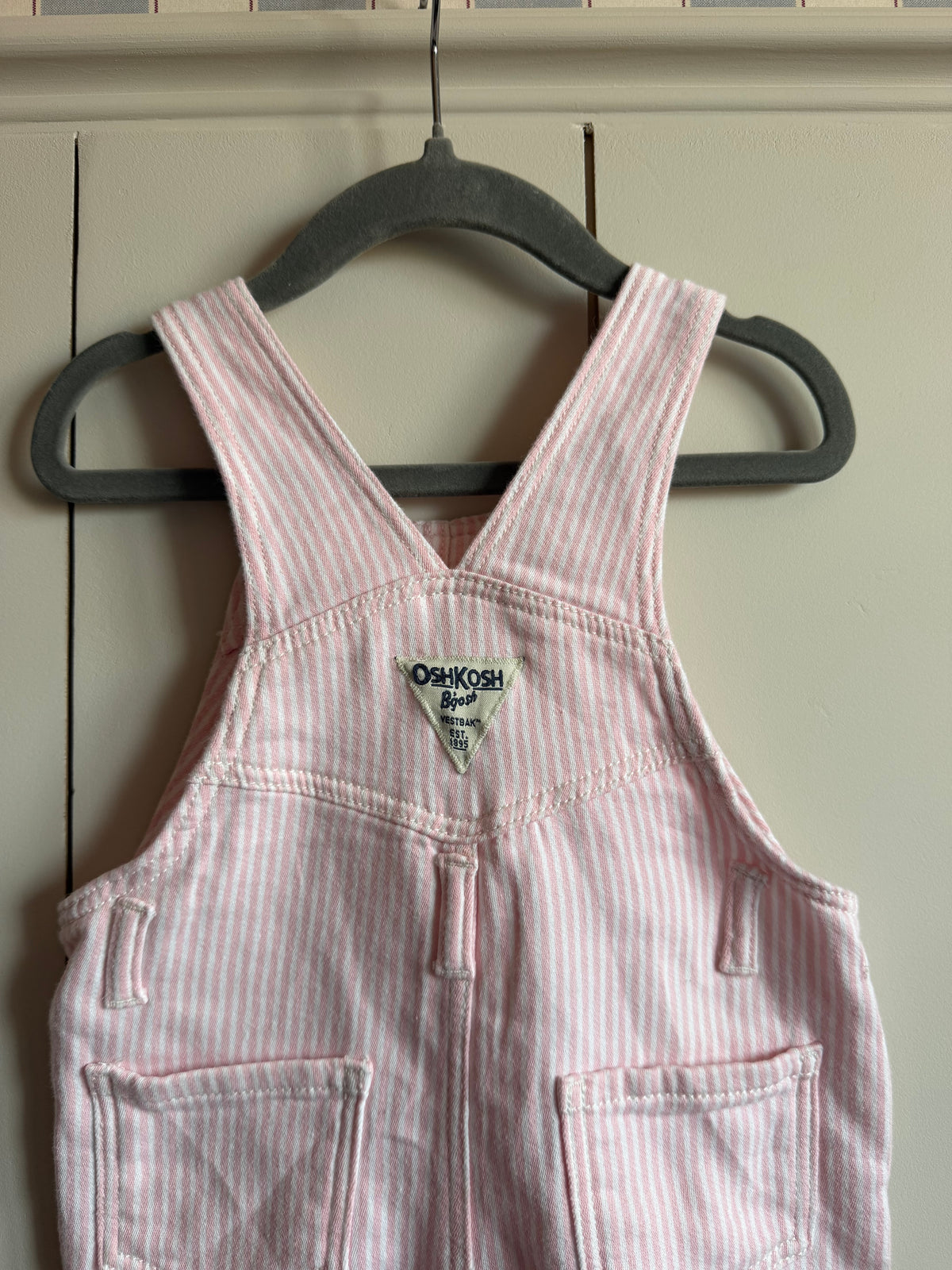 Oshkosh B’Gosh Pink Stripe Railroad Dungarees - 18 months