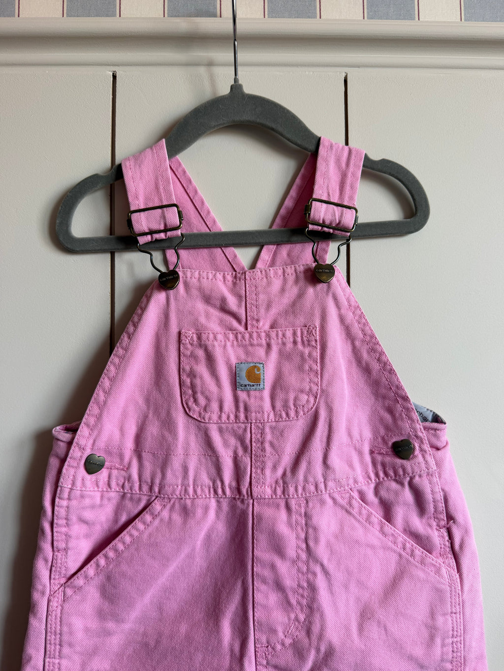 Carhartt Plaid Fleece Lined Pink Dungarees - Age 2