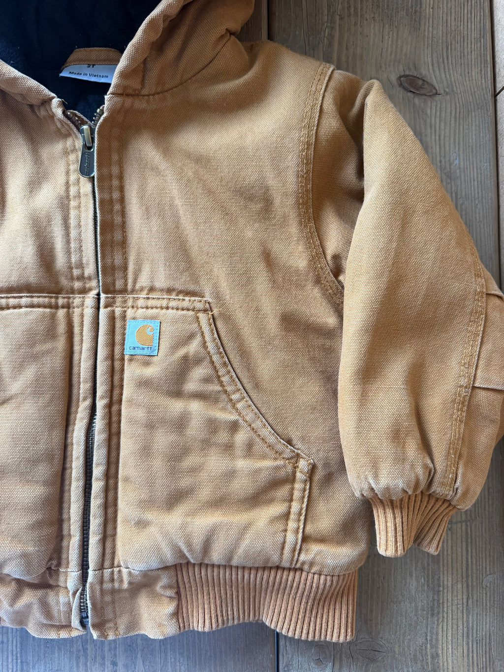 Carhartt Quilted Beige Hooded Jacket - Age 2