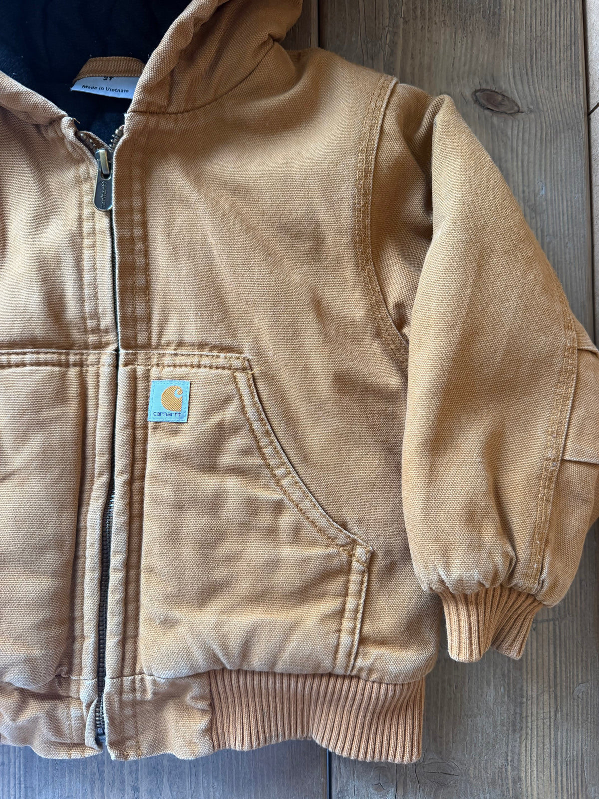 Carhartt Quilted Beige Hooded Jacket - Age 2