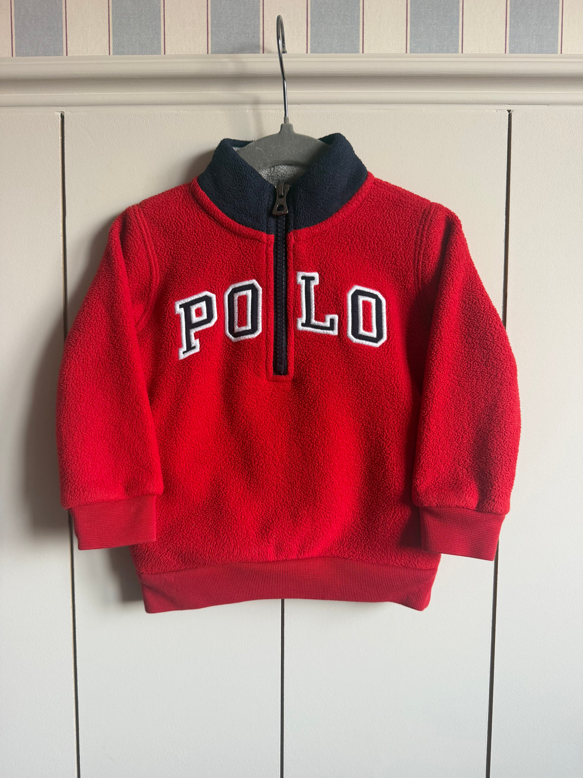 Ralph Lauren Embroidered Spellout Quarter Zip Fleece - 18 months