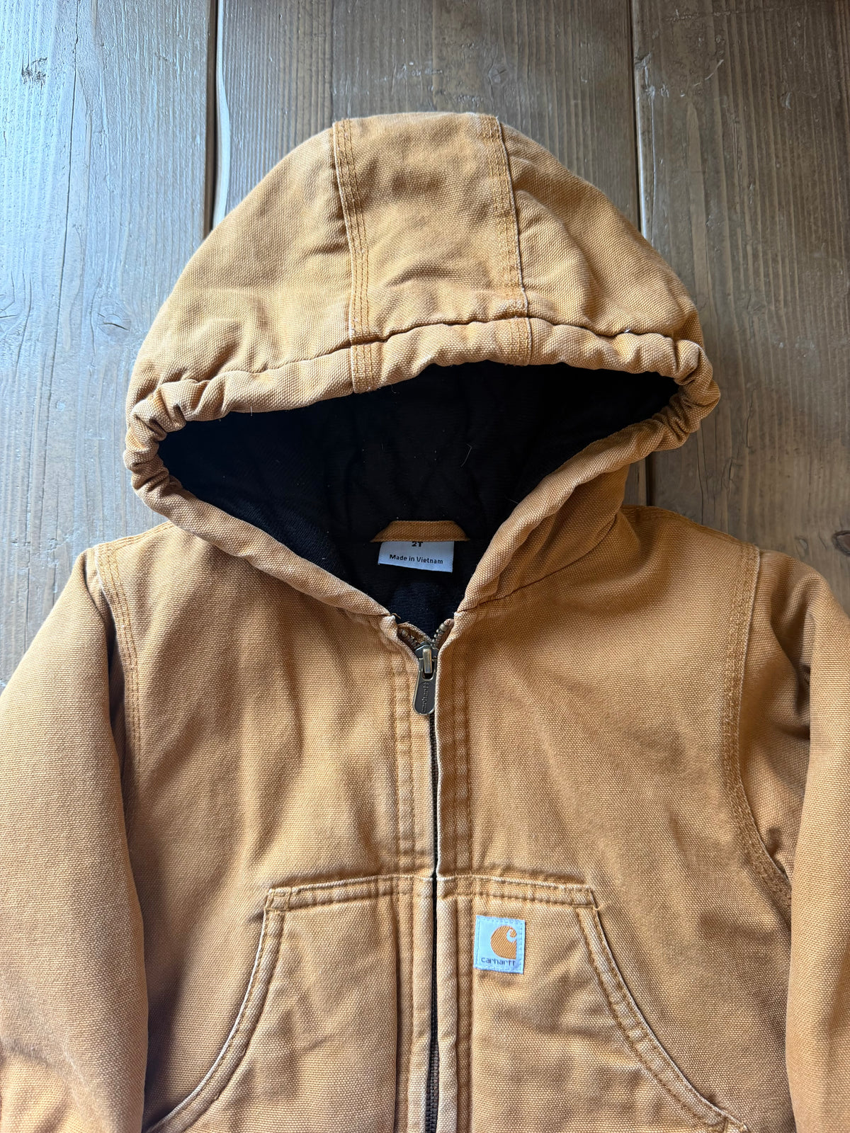 Carhartt Quilted Beige Hooded Jacket - Age 2