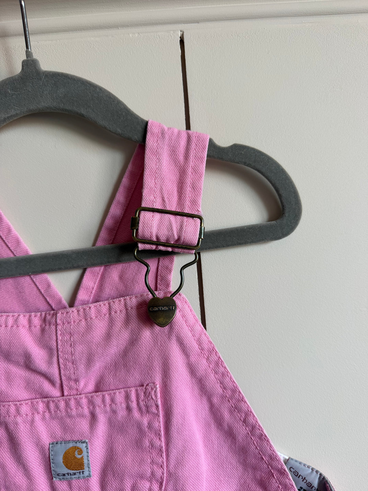 Carhartt Plaid Fleece Lined Pink Dungarees - Age 2