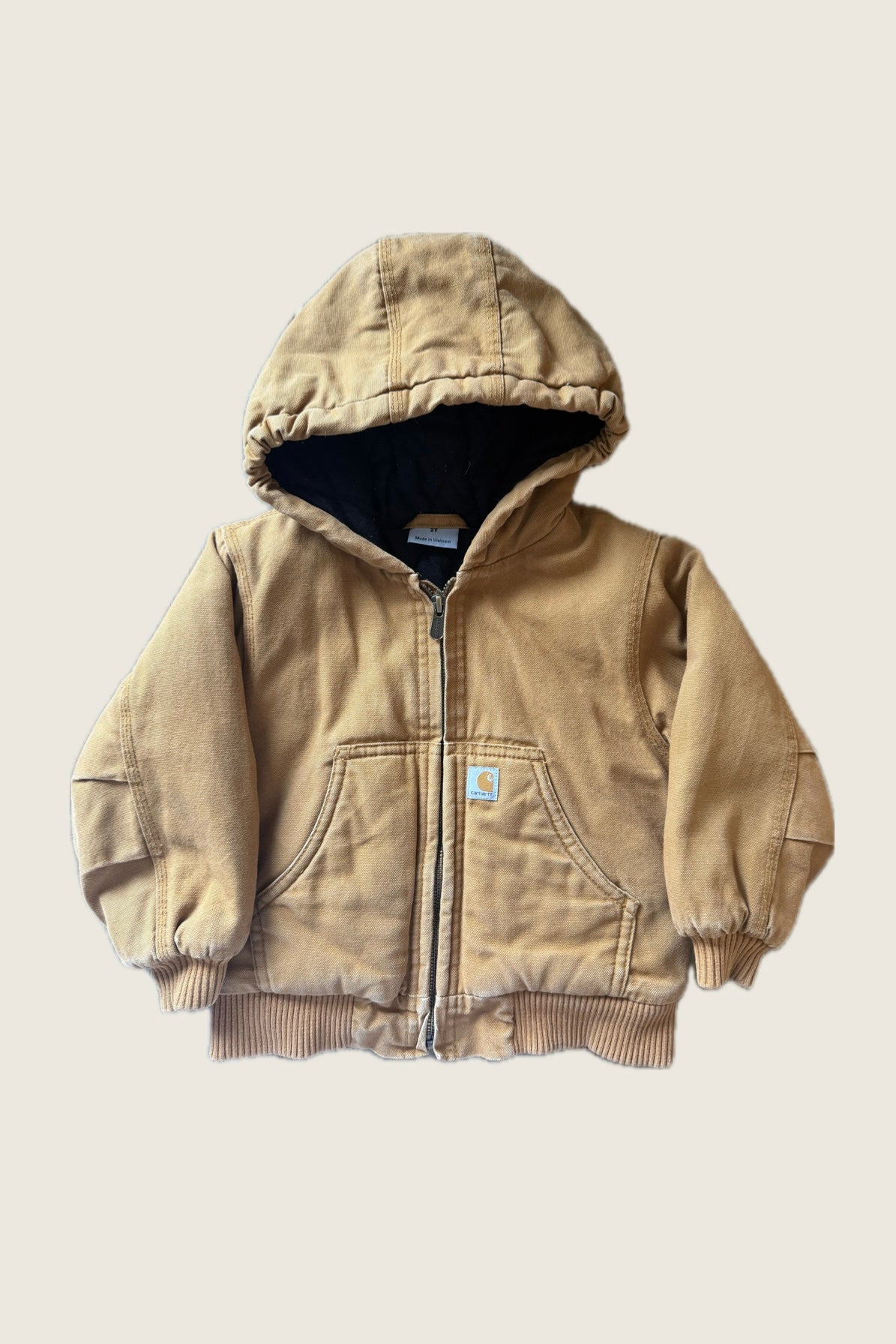Carhartt Quilted Beige Hooded Jacket - Age 2