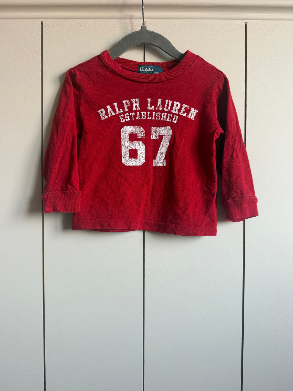 Ralph Lauren Red Long Sleeve Tee - 12 months