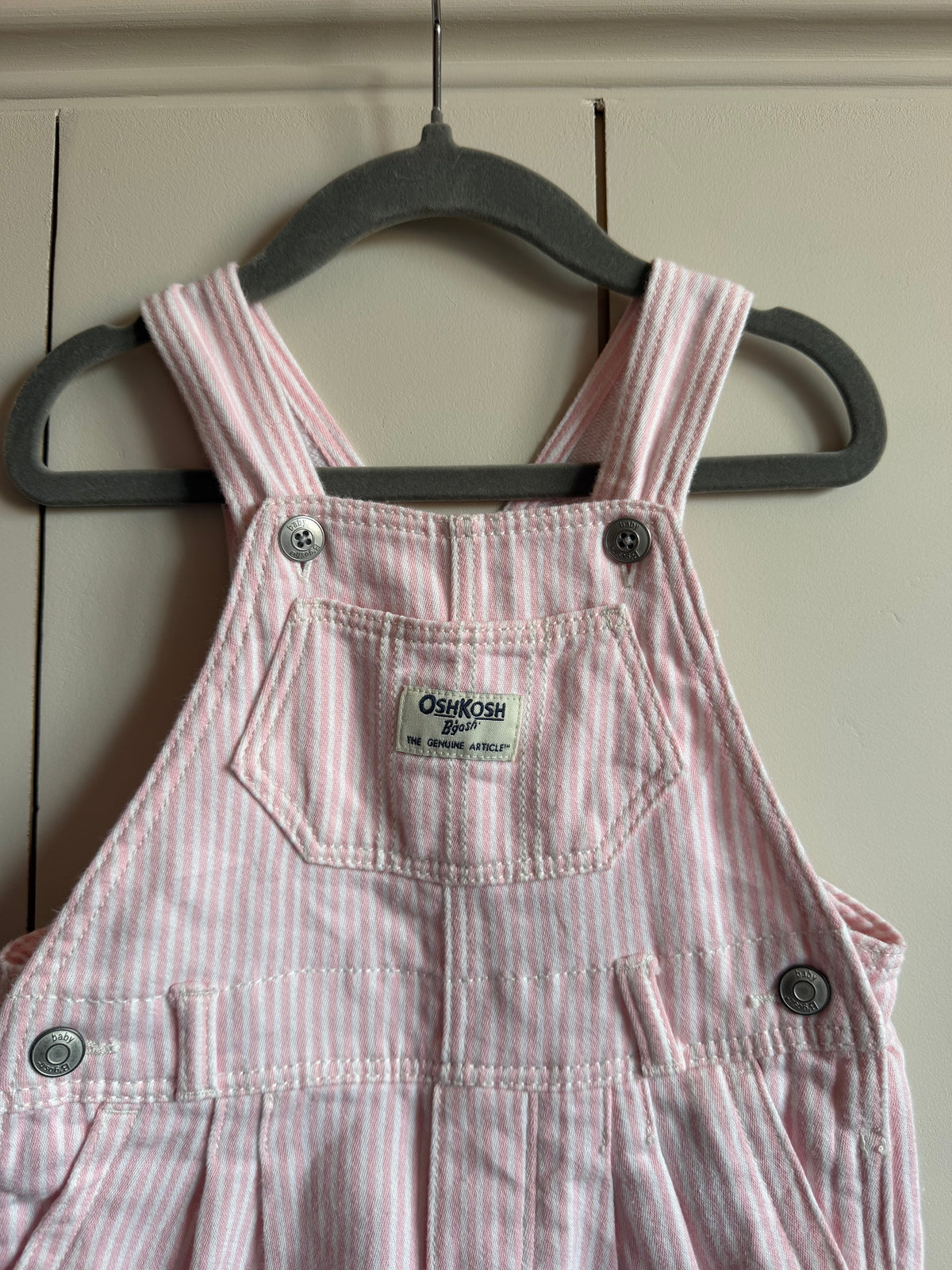 Oshkosh B’Gosh Pink Stripe Railroad Dungarees - 18 months