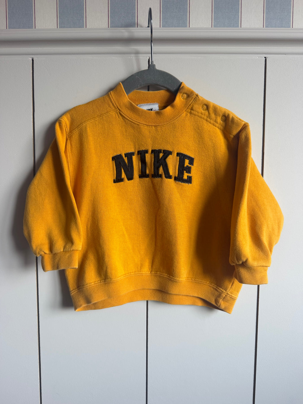 Nike Embroidered Spellout Mustard Sweatshirt - 18 months