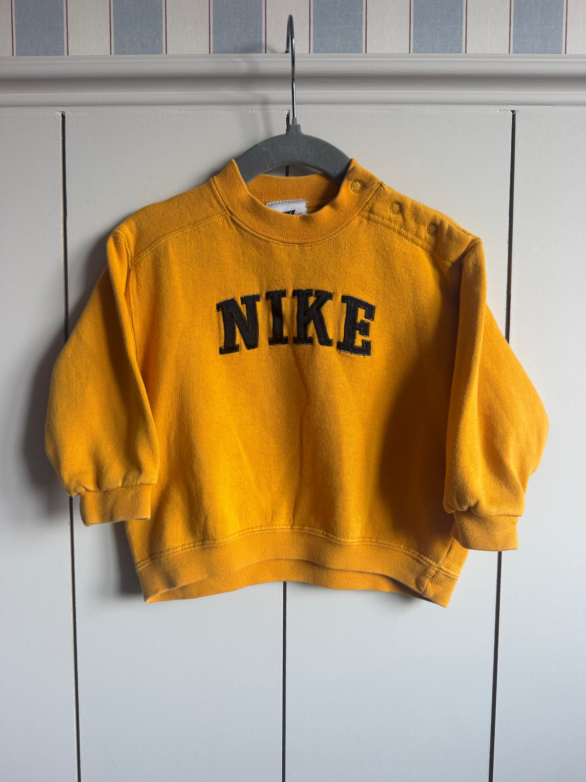 Nike Embroidered Spellout Mustard Sweatshirt - 18 months