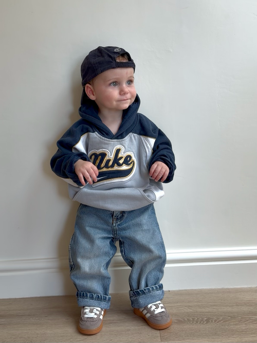 Nike Embroidered Spellout Colour Block Hoodie - Age 3