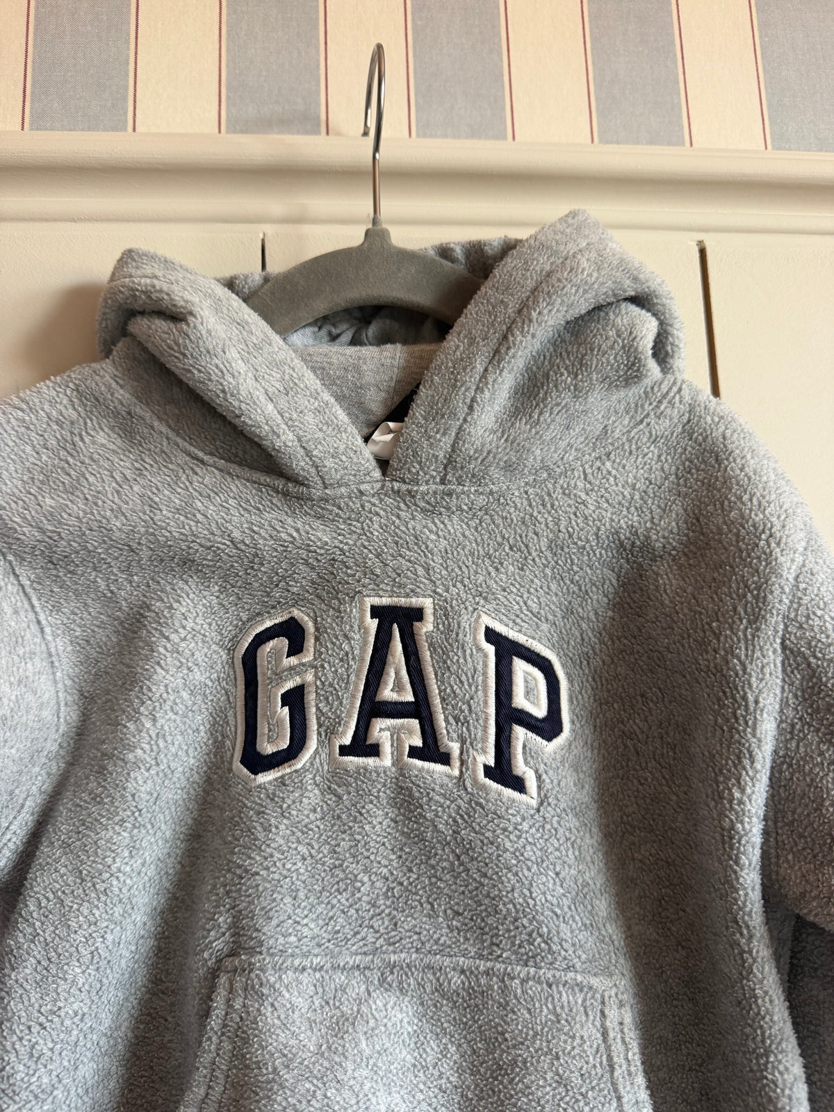 GAP Grey Fleece Embroidered Hoodie - Age 2