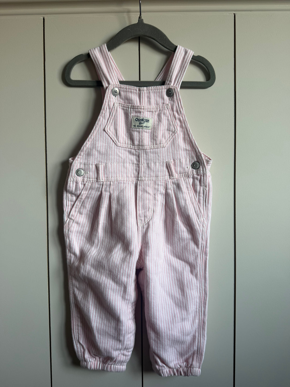 Oshkosh B’Gosh Pink Stripe Railroad Dungarees - 18 months