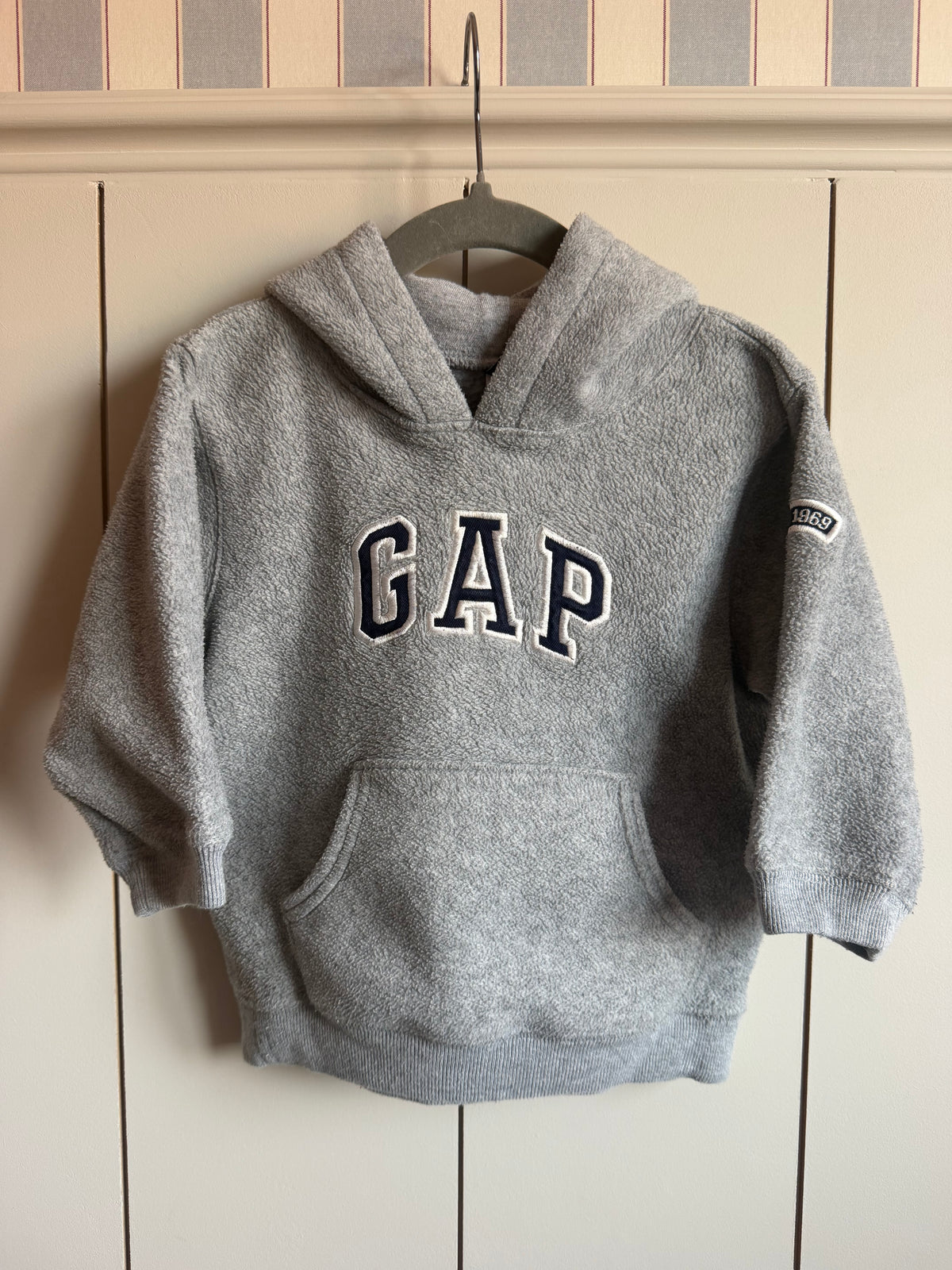 GAP Grey Fleece Embroidered Hoodie - Age 2