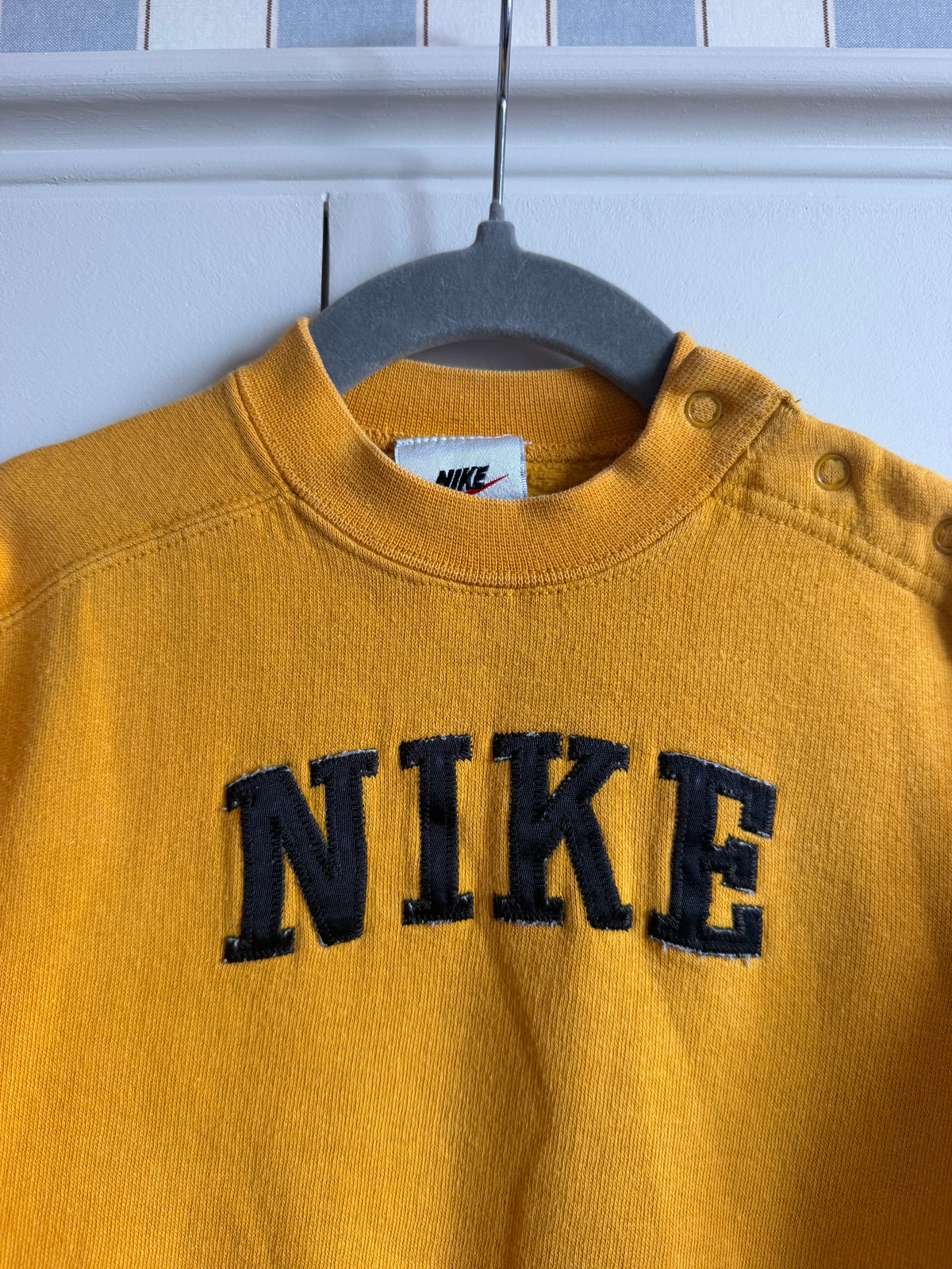 Nike Embroidered Spellout Mustard Sweatshirt - 18 months