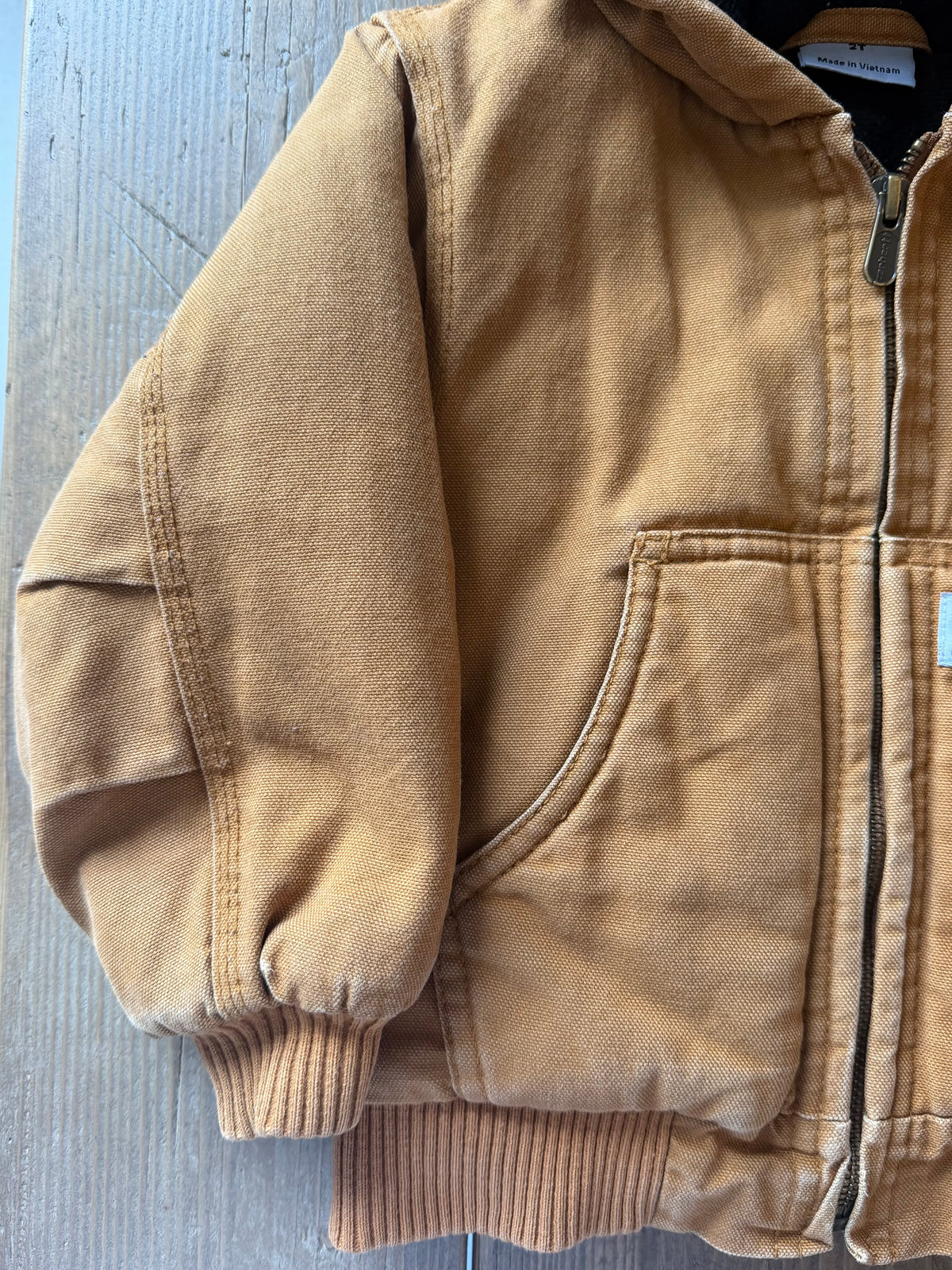 Carhartt Quilted Beige Hooded Jacket - Age 2
