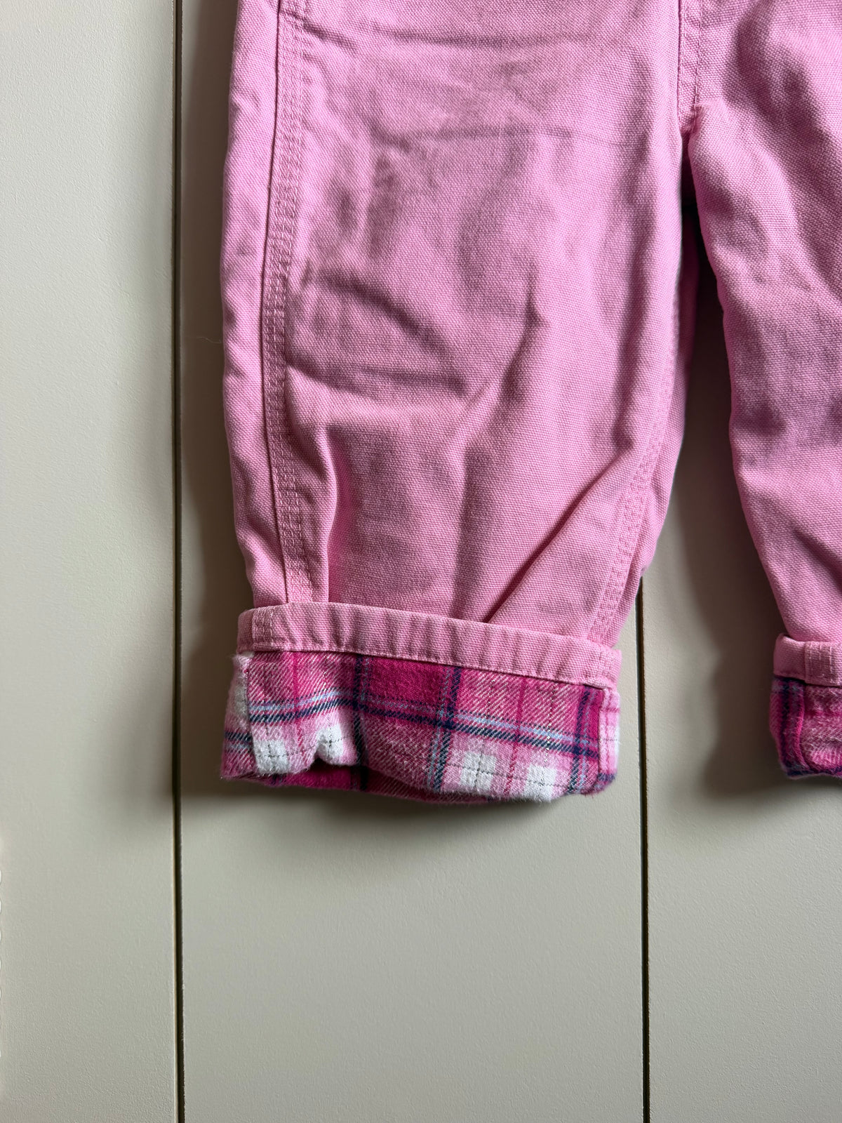 Carhartt Plaid Fleece Lined Pink Dungarees - Age 2