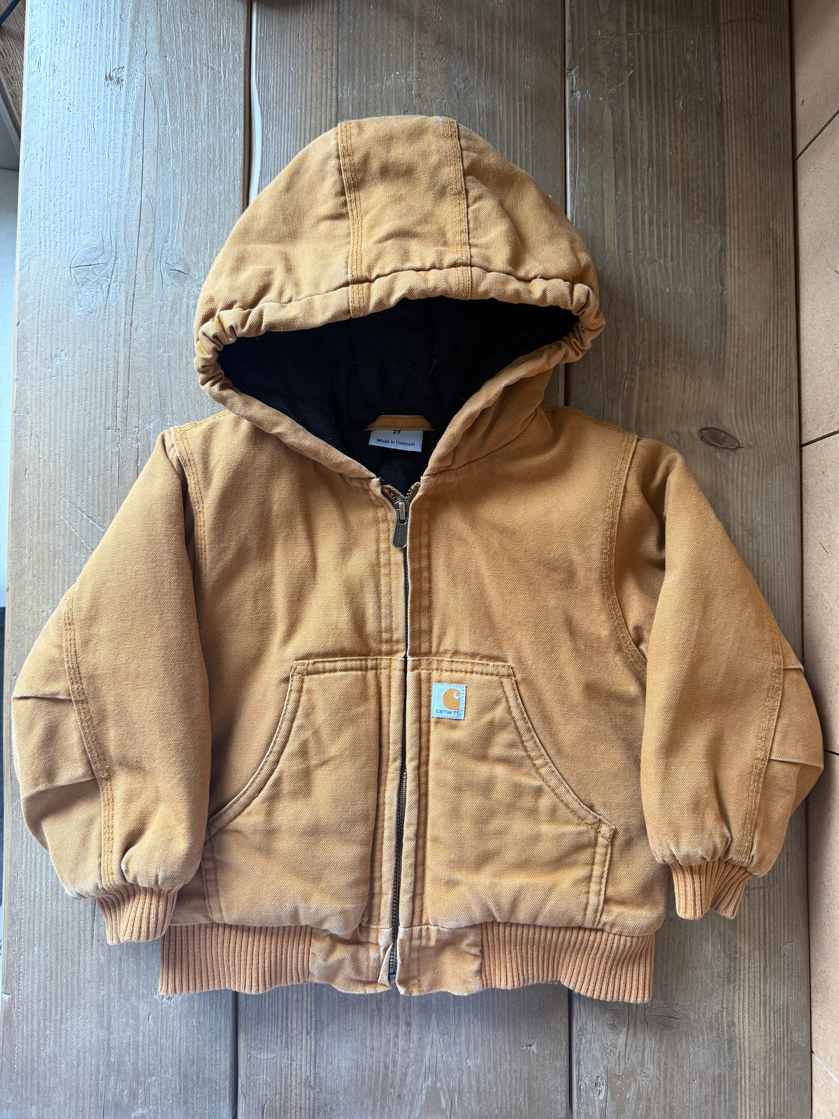 Carhartt Quilted Beige Hooded Jacket - Age 2