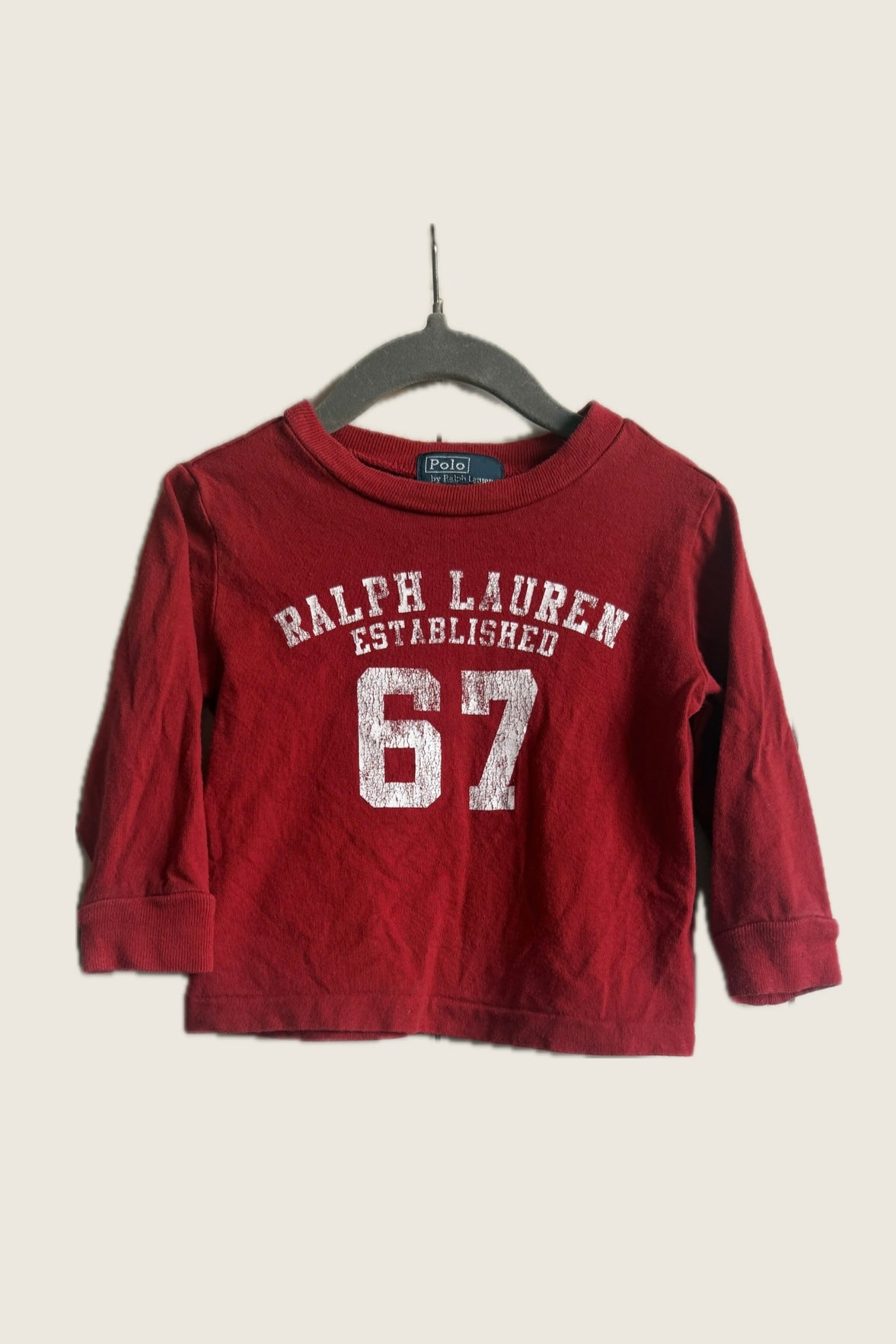 Ralph Lauren Red Long Sleeve Tee - 12 months