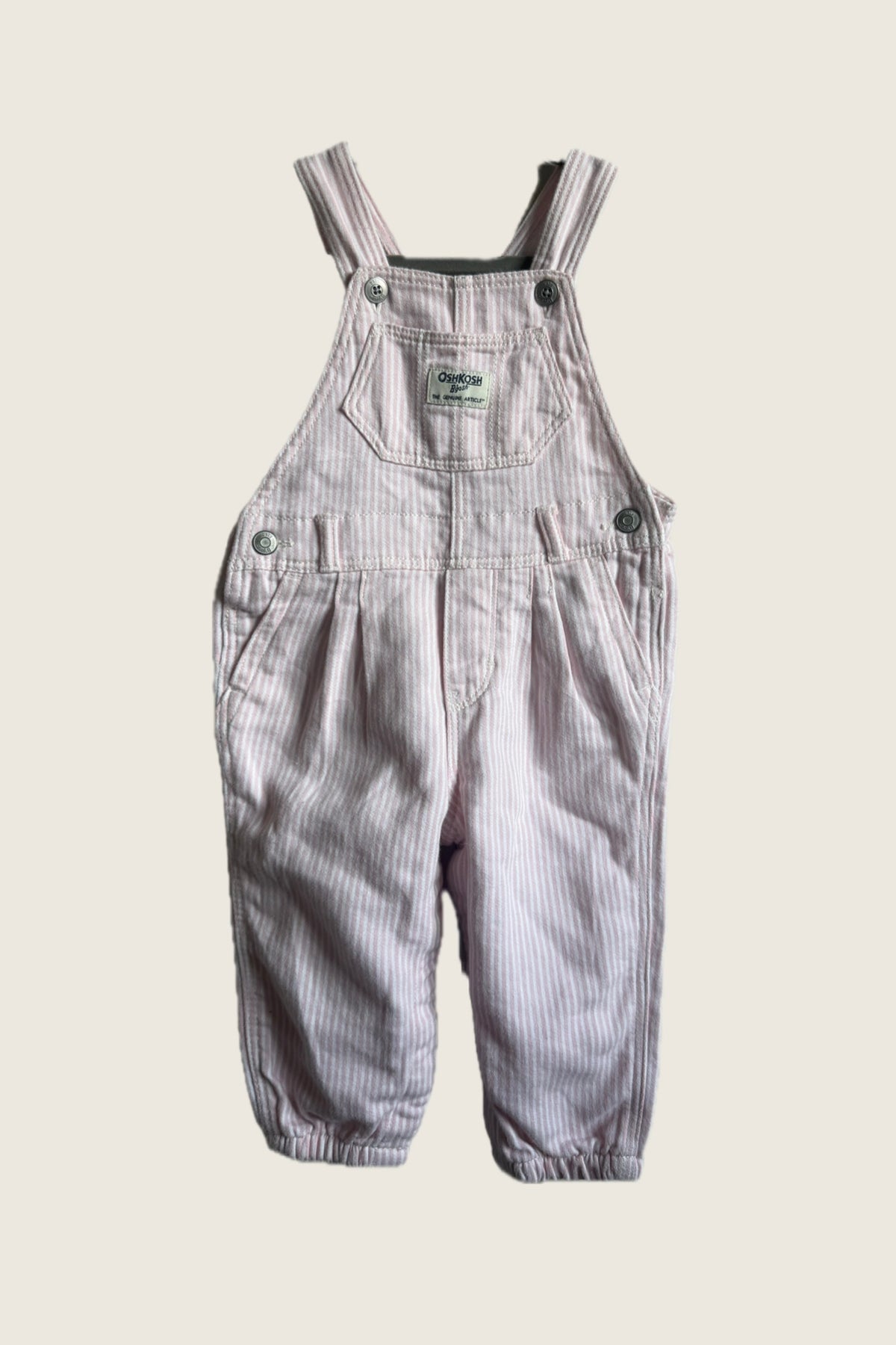 Oshkosh B’Gosh Pink Stripe Railroad Dungarees - 18 months