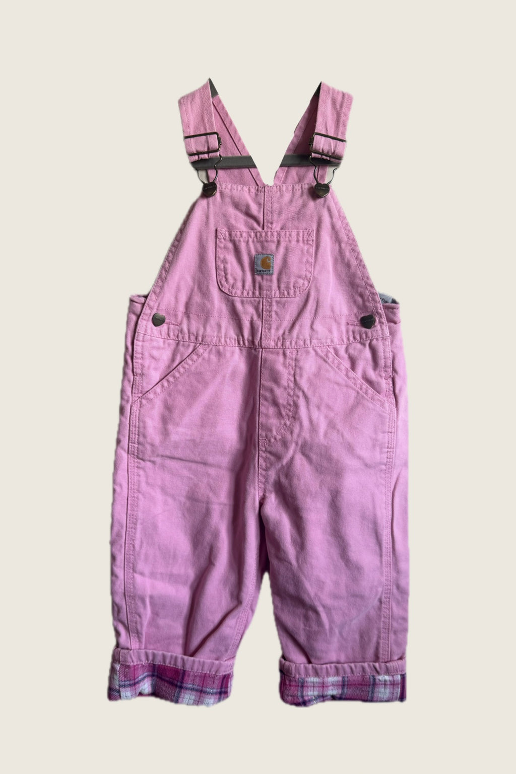 Carhartt Plaid Fleece Lined Pink Dungarees - Age 2