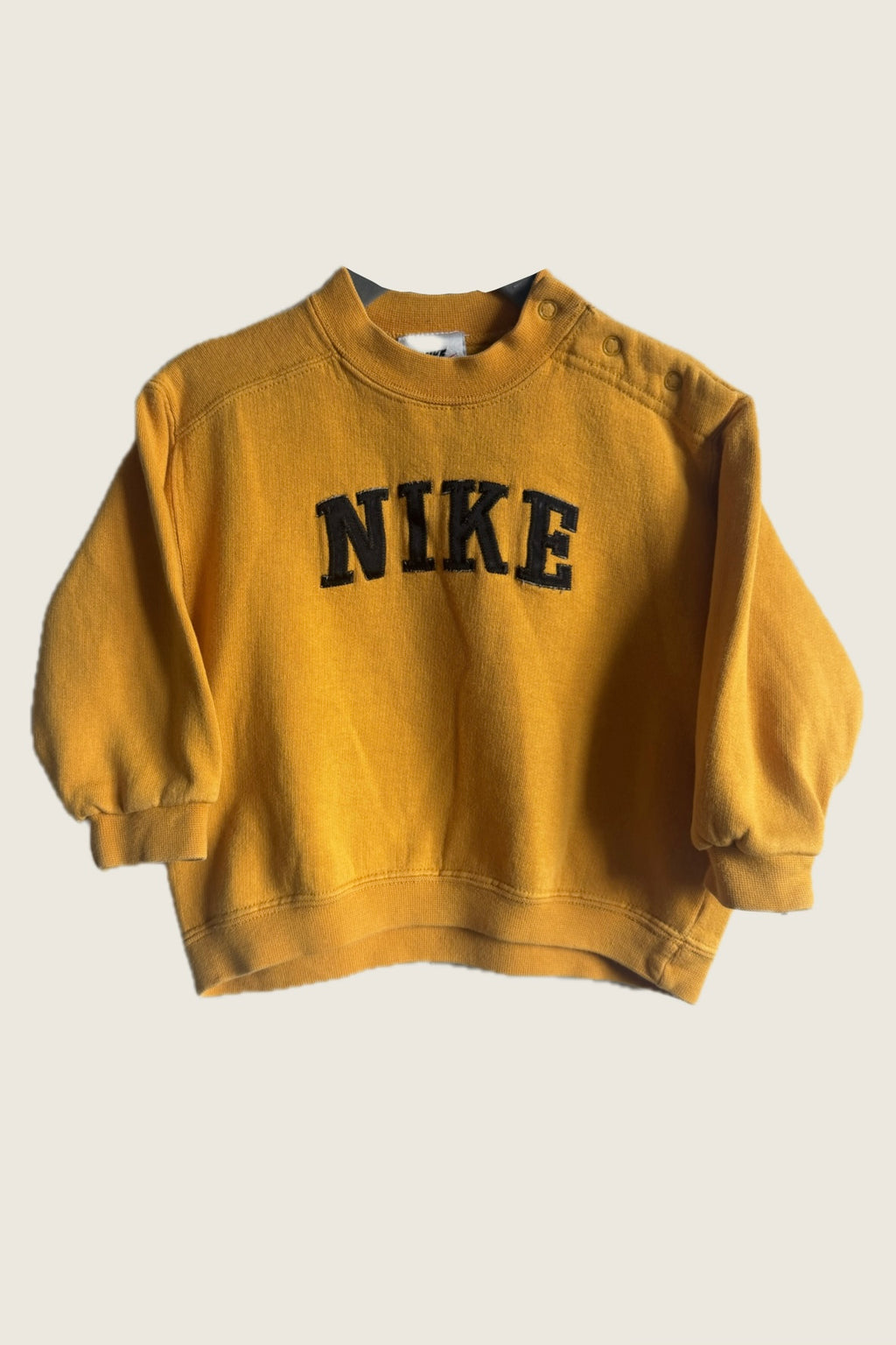 Nike Embroidered Spellout Mustard Sweatshirt - 18 months