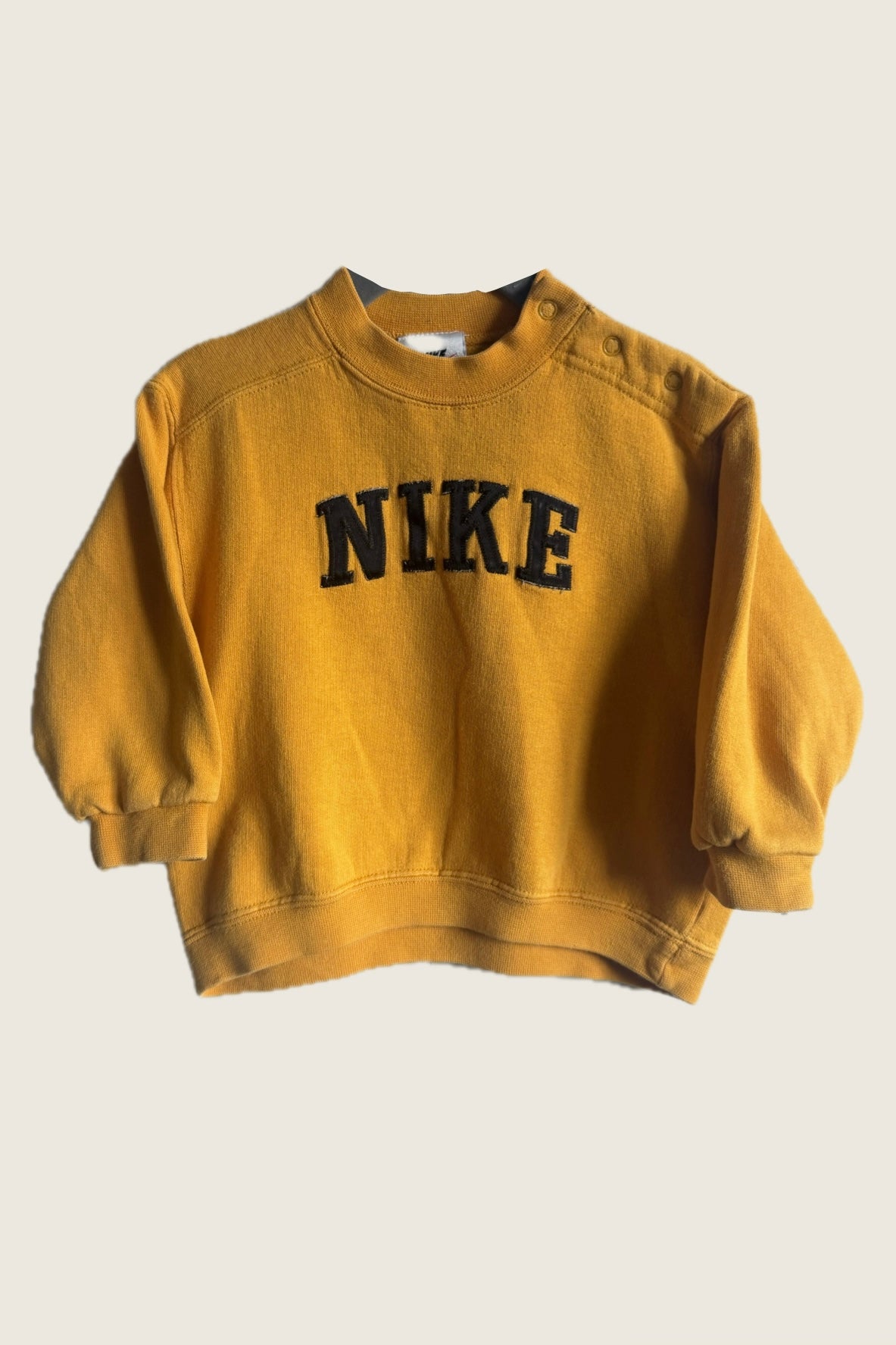 Nike Embroidered Spellout Mustard Sweatshirt - 18 months