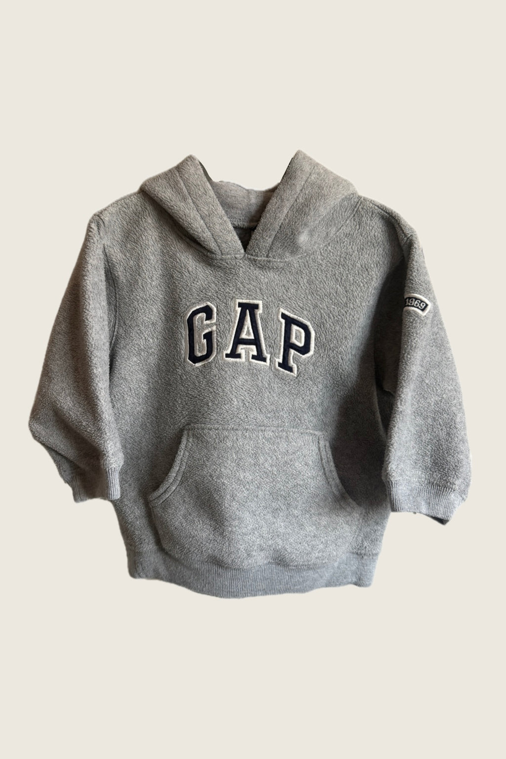 GAP Grey Fleece Embroidered Hoodie - Age 2