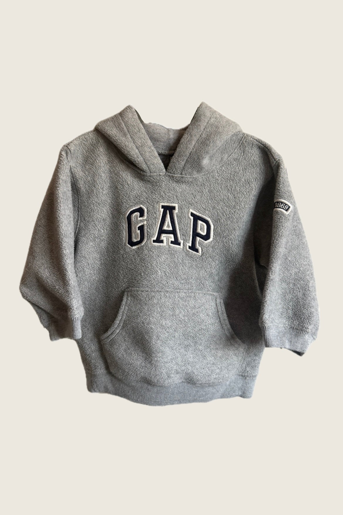GAP Grey Fleece Embroidered Hoodie - Age 2